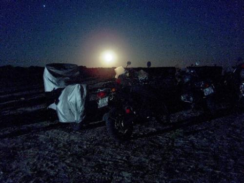 The bikes gather in the moonlight 1